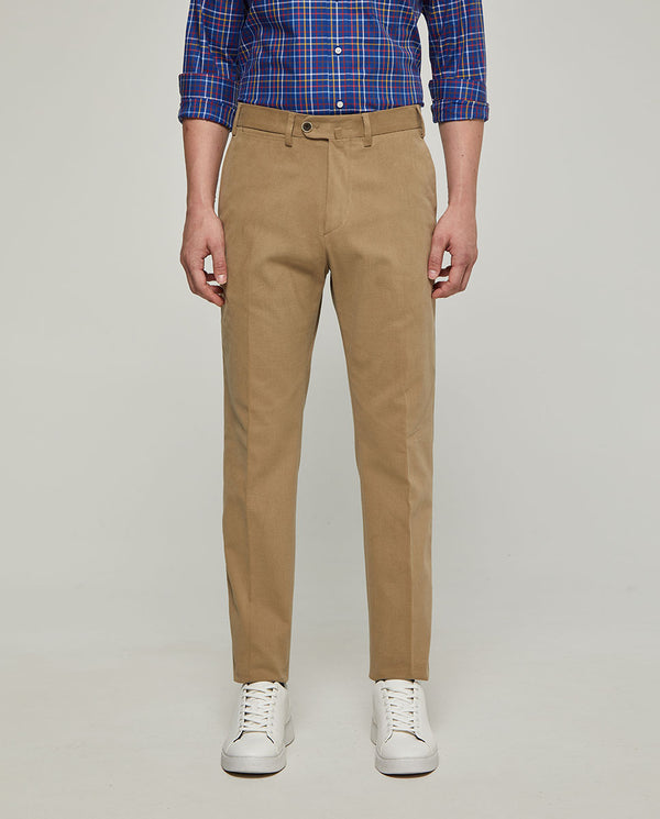 TANNED STRECH-COTTON CASUAL TROUSERS by MIRTO