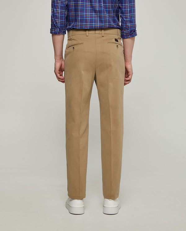 TANNED STRECH-COTTON CASUAL TROUSERS by MIRTO