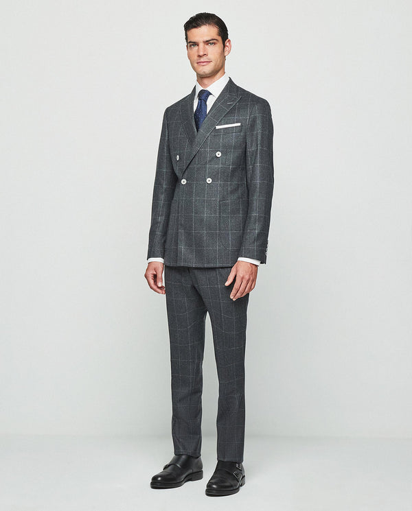 Charcoal gray window pane plaid suit by MIRTO