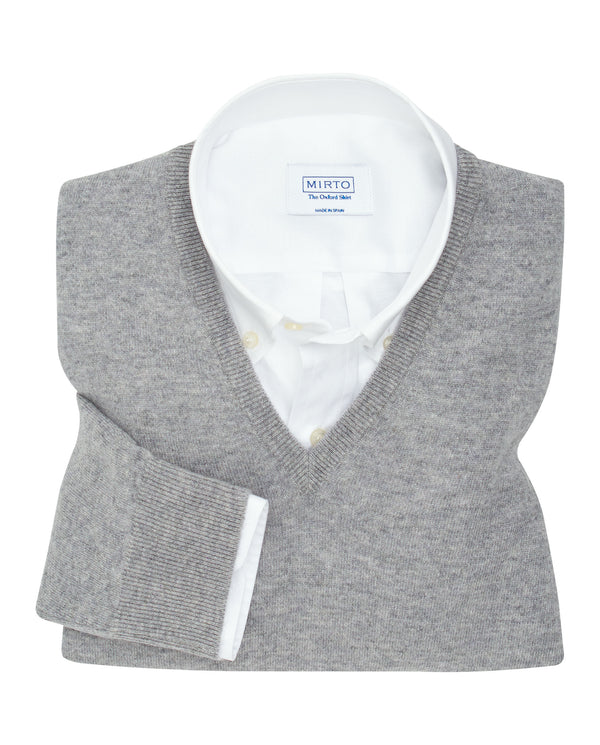 Gray Cashmere V neck jumper by MIRTO