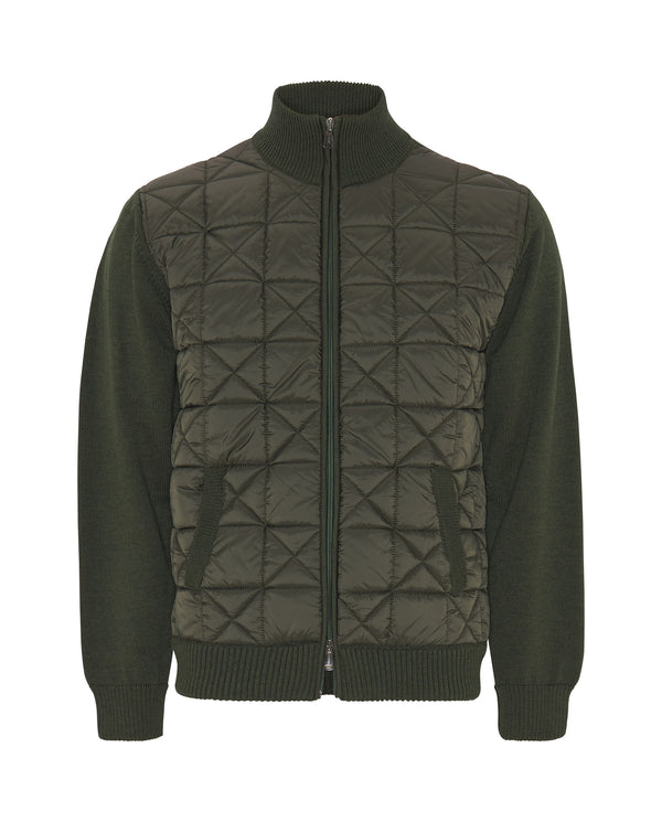 Kaki Wool quilted cardigan by MIRTO