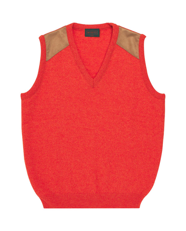 Orange V neck Lambswool waistcoat by MIRTO