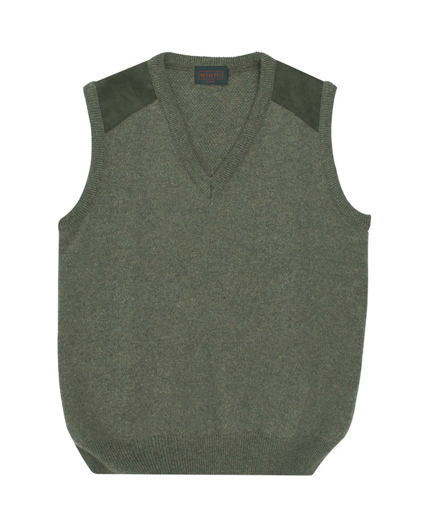 Green V neck Lambswool waistcoat by MIRTO