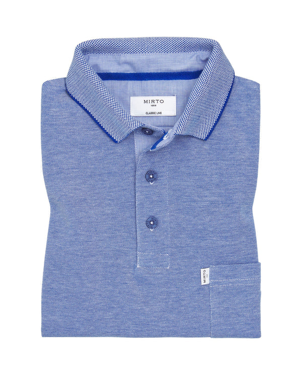 Blue polo with breast pocket by MIRTO