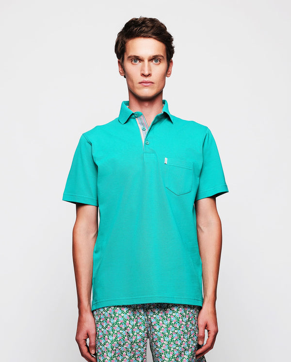 Green polo with breast pocket by MIRTO