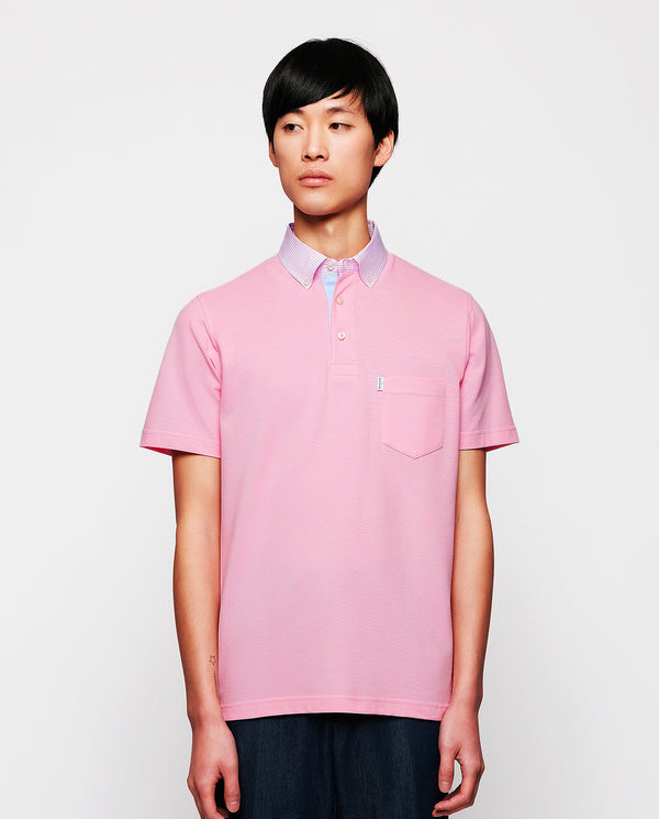 Pink polo with breast pocket by MIRTO