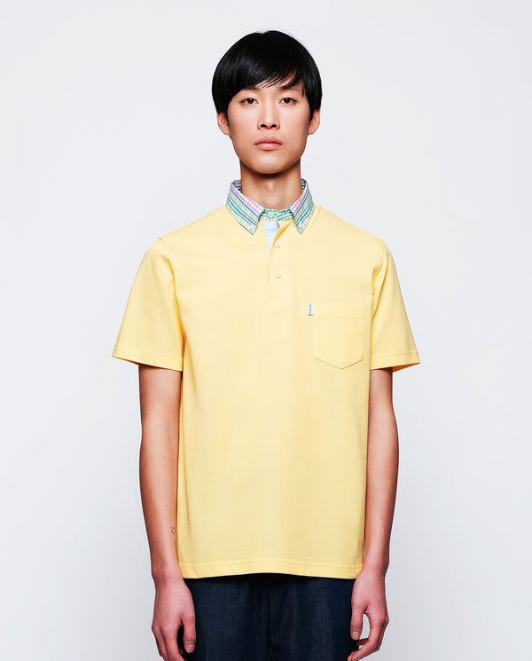 Yellow polo with breast pocket by MIRTO