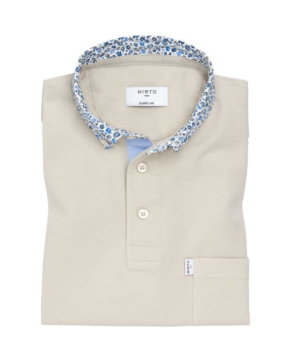 Beige polo with breast pocket by MIRTO