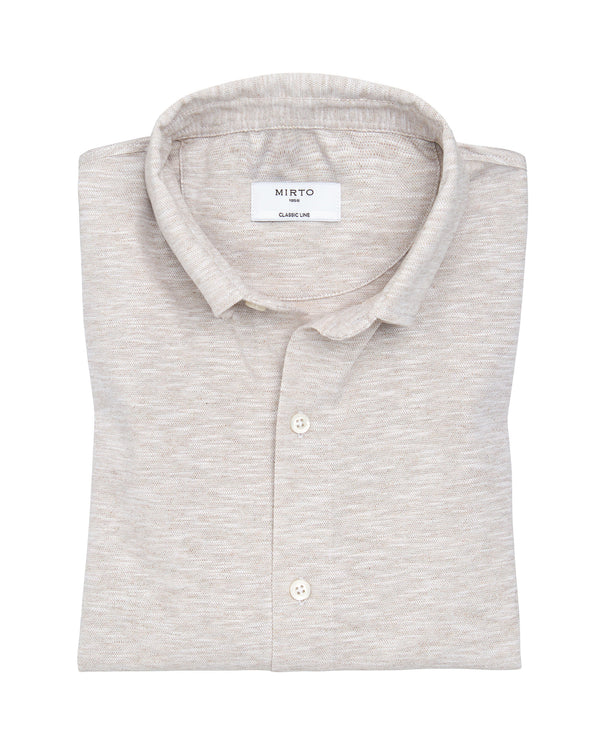 Cotton knit shirt, no breast pocket by MIRTO