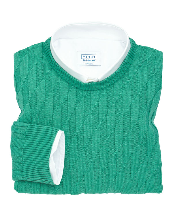 Green geometric motif  jumper by MIRTO