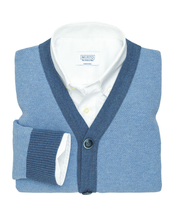 Light blue cotton knit cardigan by MIRTO