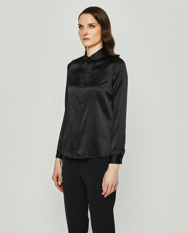 Black satin blouse