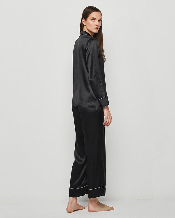 Black silk pajamas