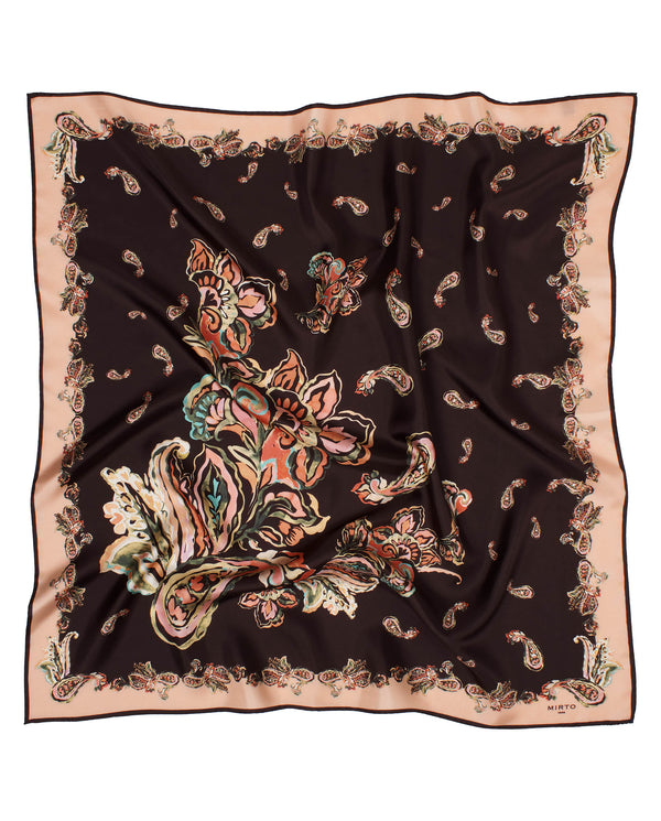 Pañuelo de seda estampado paisley burdeos by MIRTO