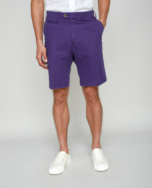 Purple cotton washed shorts