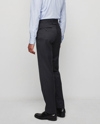 Men's Black, Flat Front, Comfort-Waist Dress Pants - 99tux