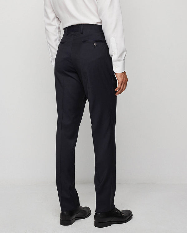 Navy blue formal travel trousers in wool super 100's
