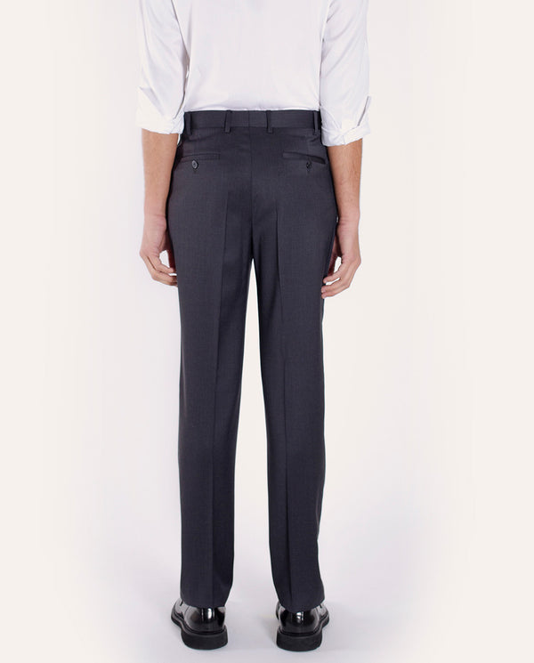 Charcoal grey formal travel trousers in wool super 100's