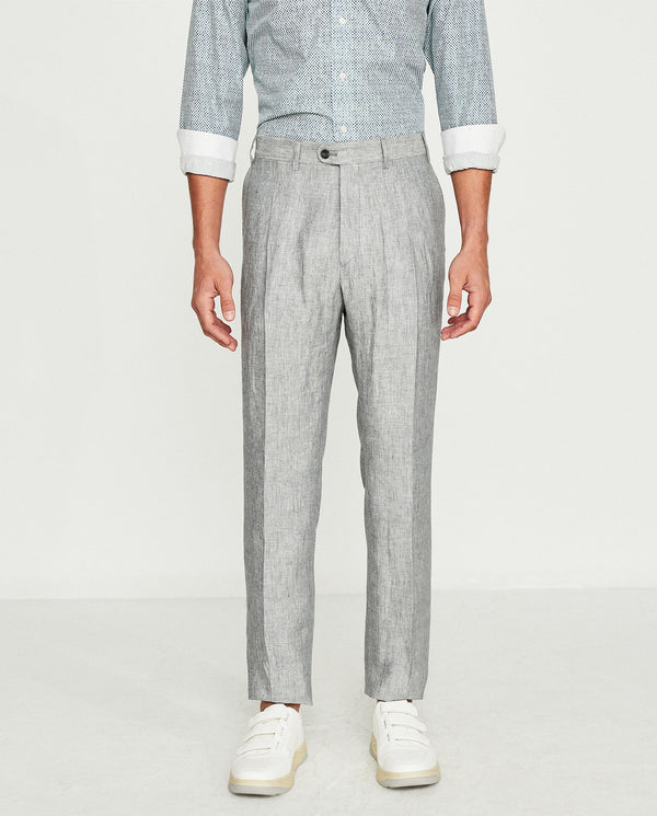 Light gray linen formal trousers by MIRTO