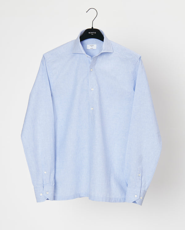 Camisa polera casual lisa manga larga azul by MIRT