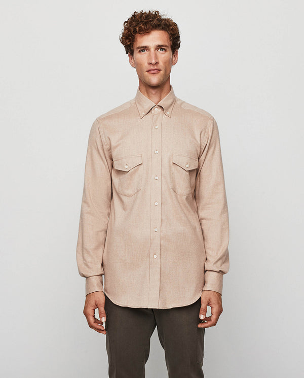 Beige flannel casual shirt