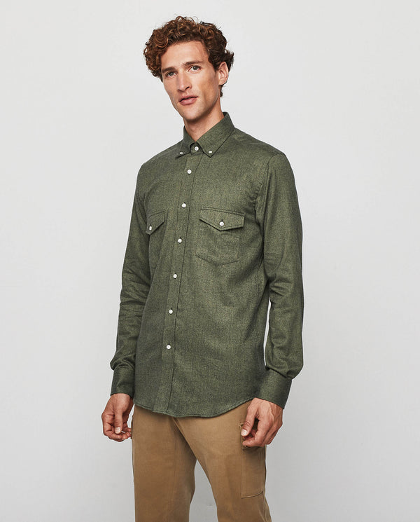 Khaki flannel casual shirt