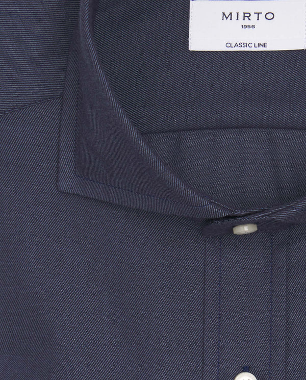 Camisa casual lisa manga larga marino by MIRTO