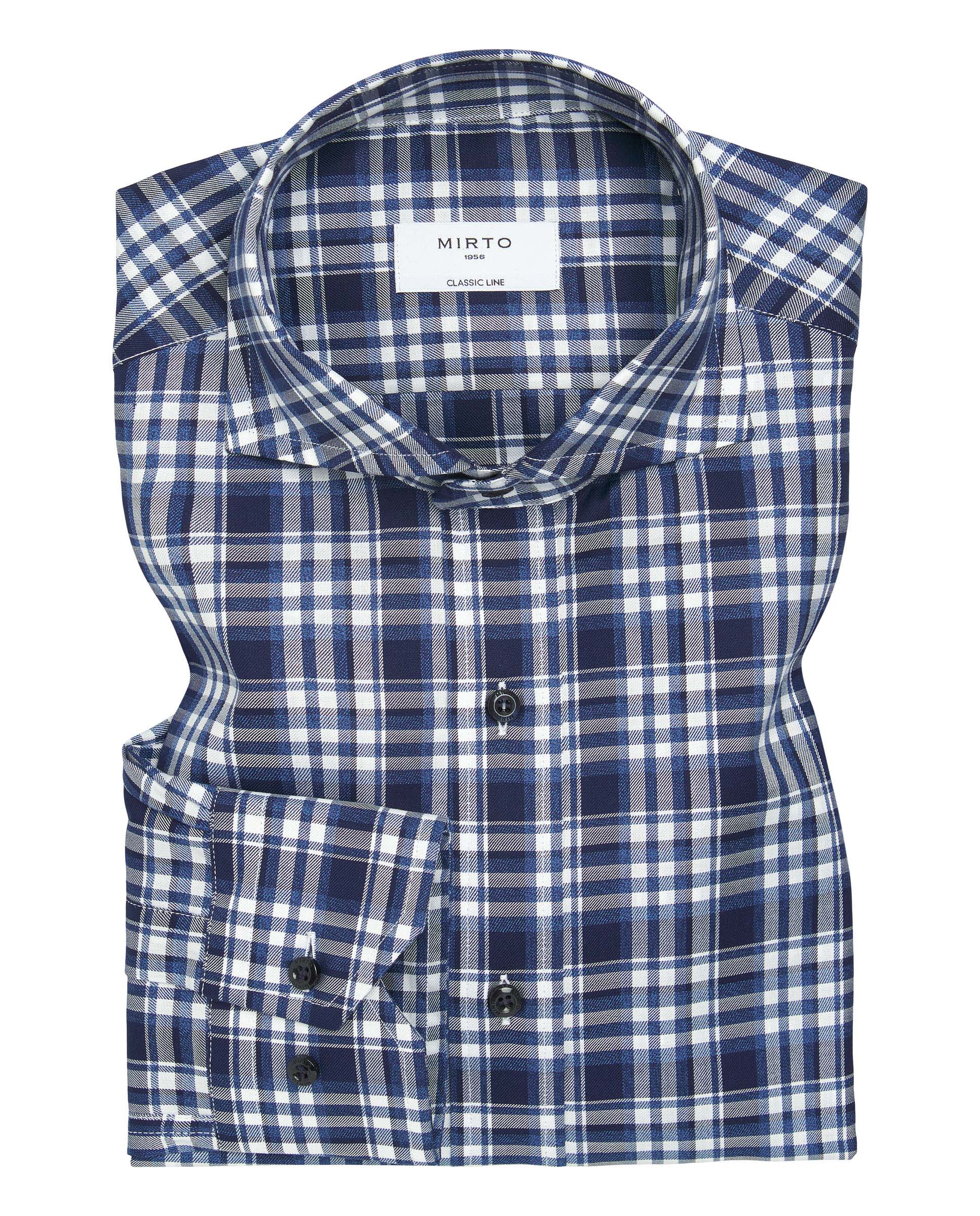 Navy blue cotton melange plaid casual shirt by MIR