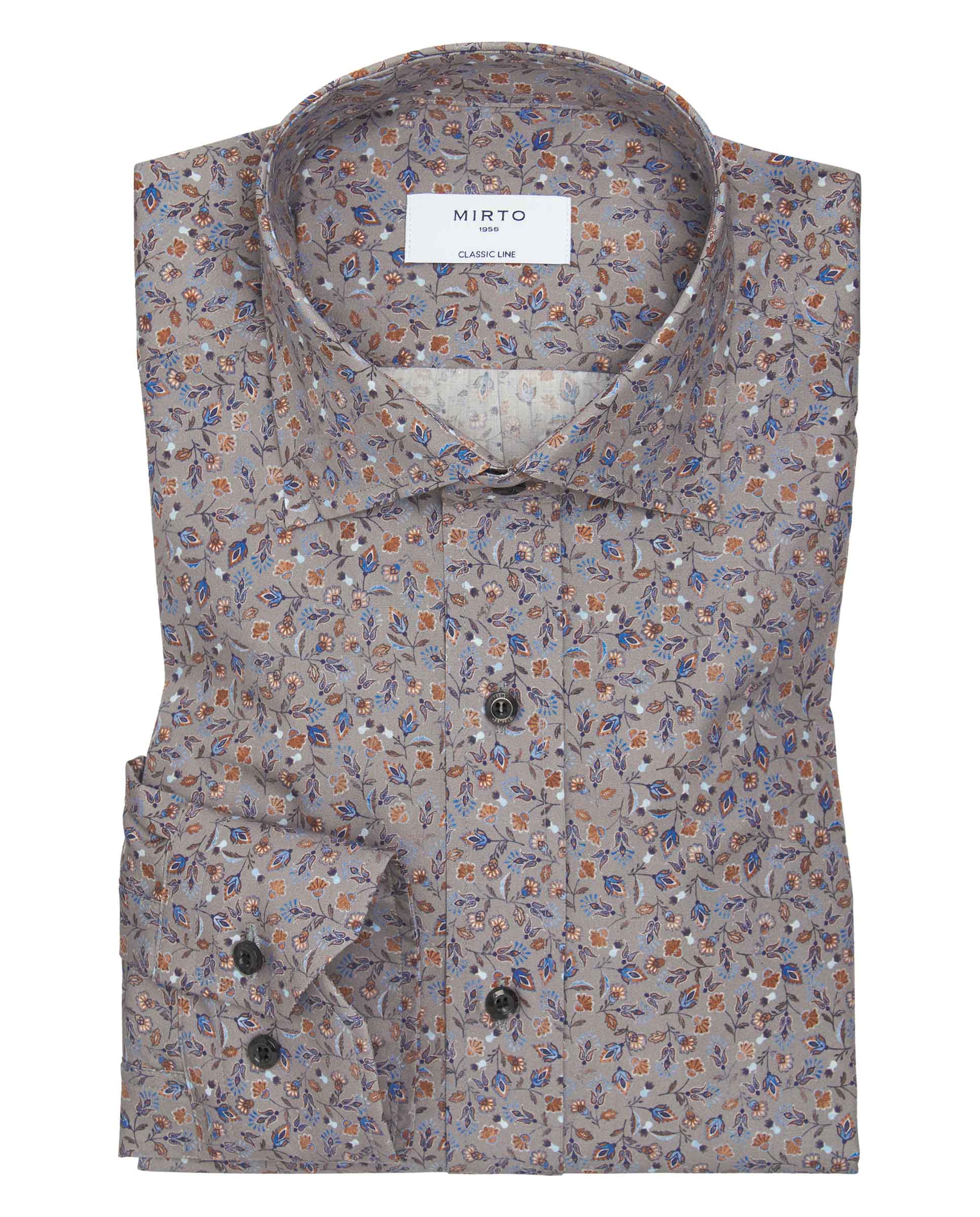 Gray cotton floral print casual shirt by MIRTO