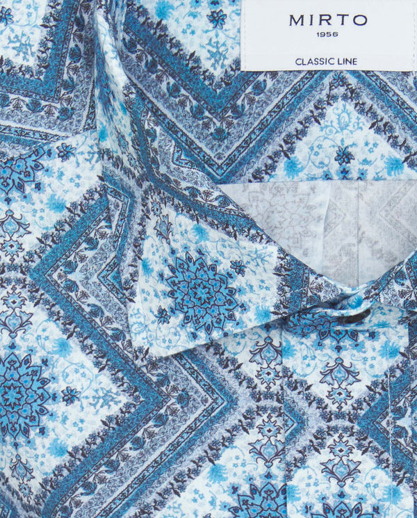 Camisa casual estampada manga larga azul by MIRTO