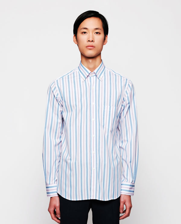 Pink & blue cotton striped casual shirt by MIRTO