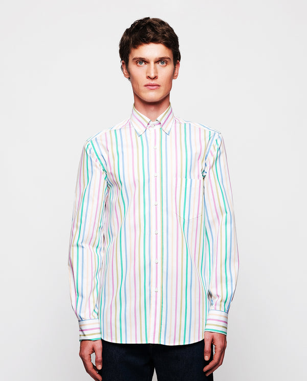 Multicolor cotton striped casual shirt by MIRTO