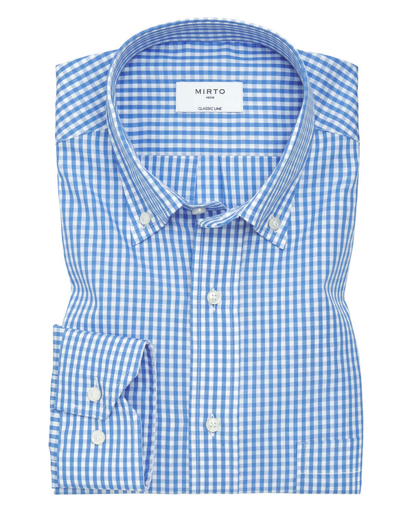 Blue & white cotton plaid casual shirt by MIRTO