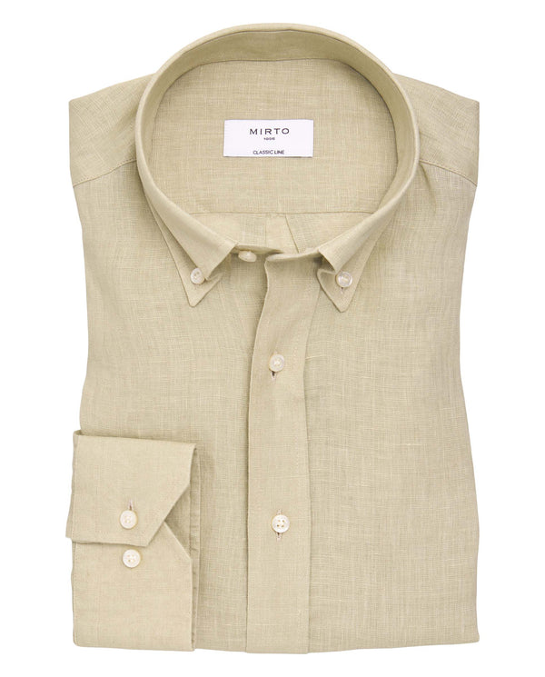 Khaki linen casual shirt by MIRTO