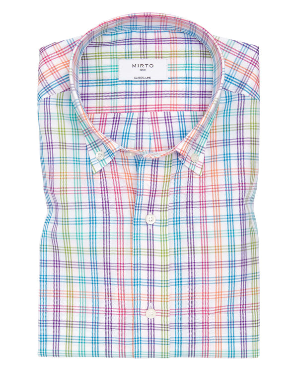 Multicolored Oxford cotton plaid casual shirt by M