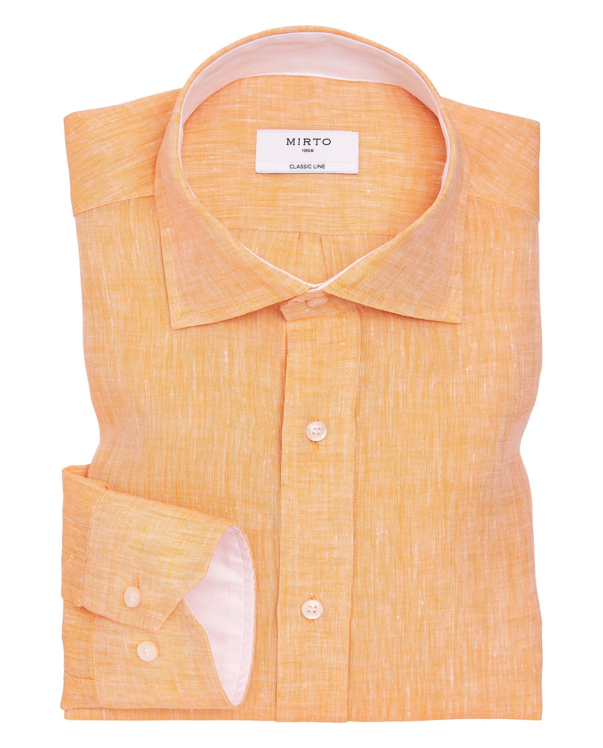Orange linen casual shirt by MIRTO