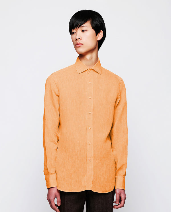 Orange linen casual shirt by MIRTO