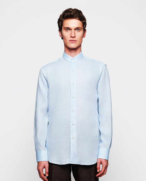 Blue linen casual shirt by MIRTO