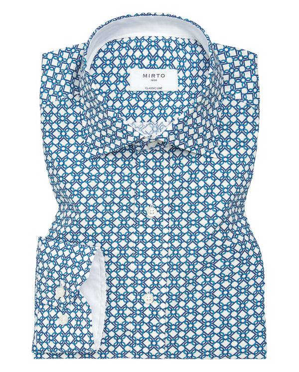 Blue cotton print casual shirt by MIRTO