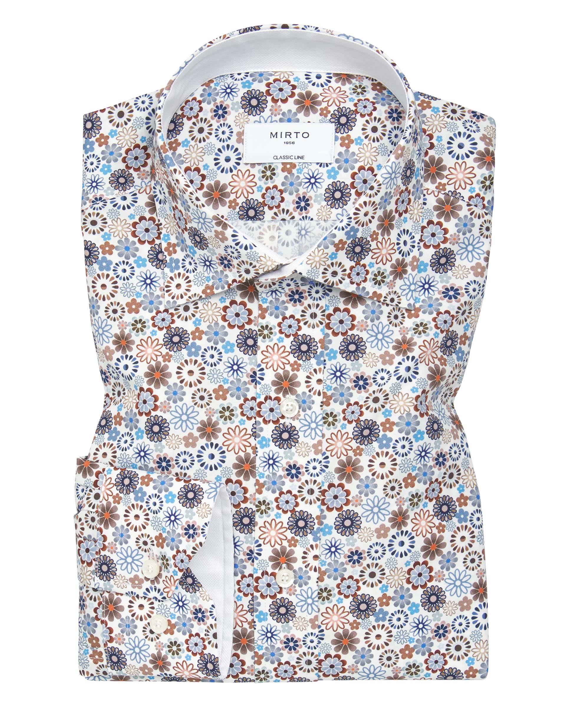 Brown cotton floral print casual shirt by MIRTO
