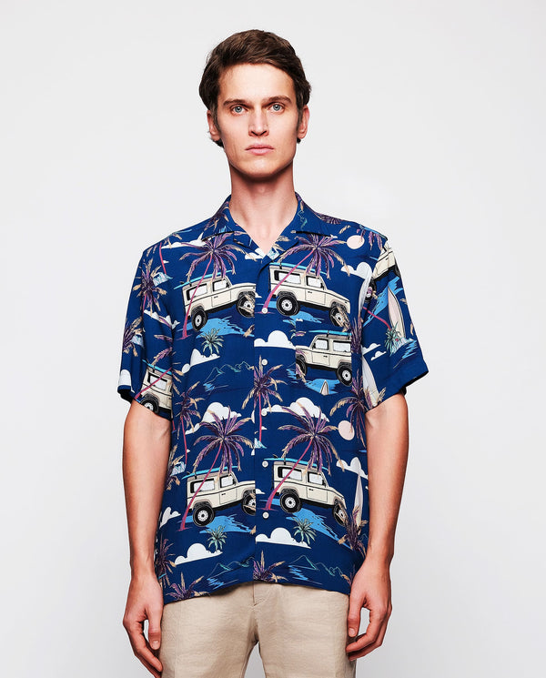 Blue print Hawaiian shirt by MIRTO