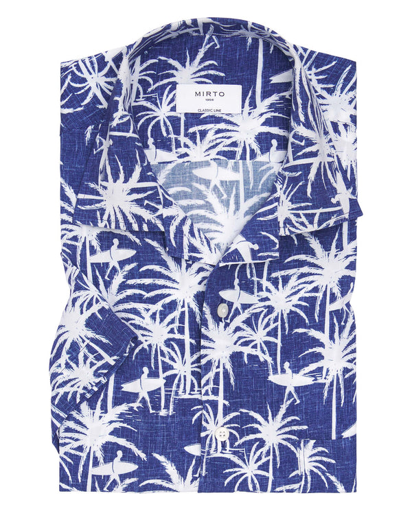 Blue Viscose print Hawaiian shirt by MIRTO