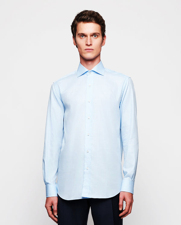 Blue cotton Gleen plaid dress shirt by MIRTO