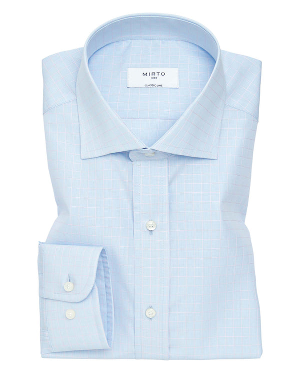 Blue cotton check dress shirt by MIRTO