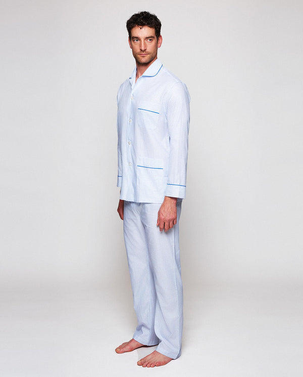 Pale blue long plaid pajamas by MIRTO
