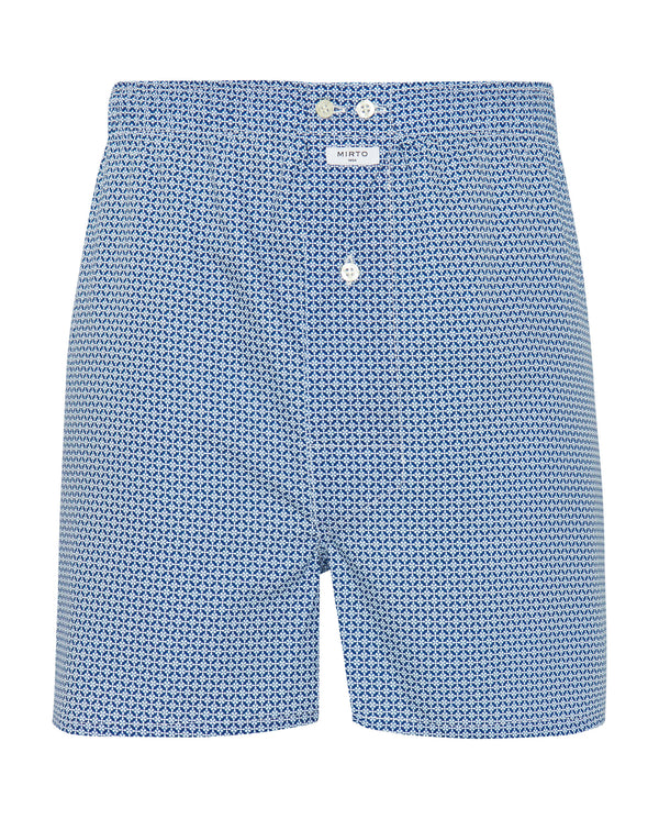 Navy blue cotton micro print boxers by MIRTO