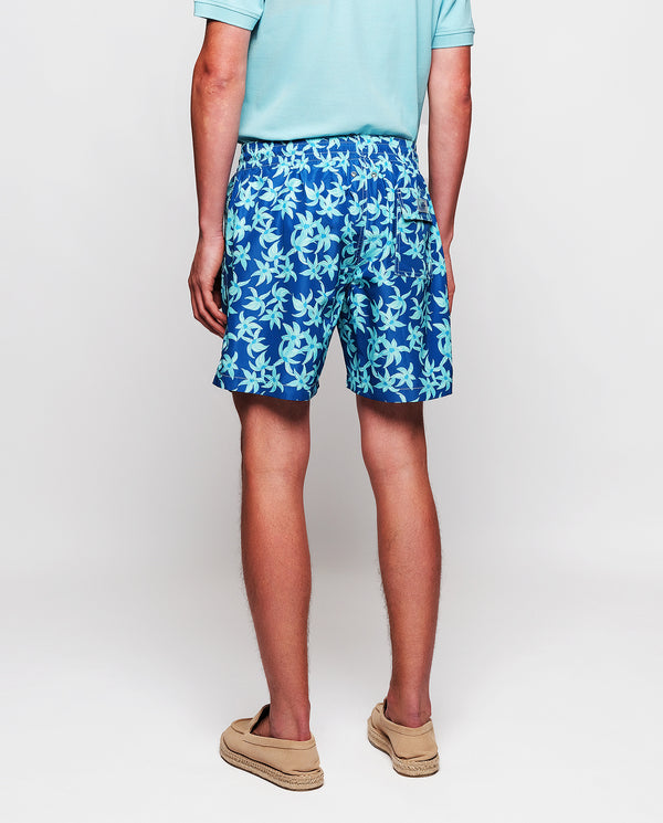 Blue flower print swim shorts by MIRTO
