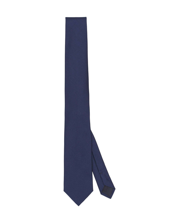 Navy blue jacquard silk tie by MIRTO