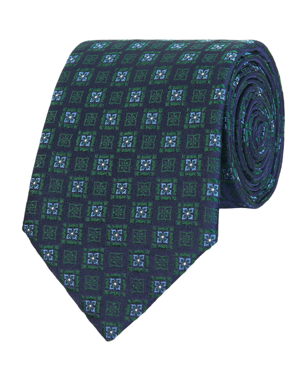 Dark green jacquard silk tie by MIRTO