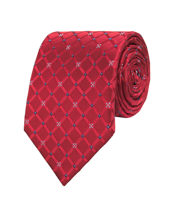 Red jacquard silk tie by MIRTO